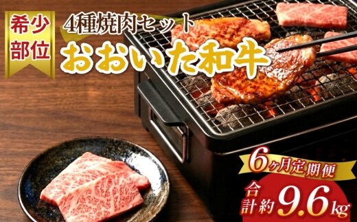 【6ヶ月定期便】おおいた和牛 希少部位4種焼肉セット 約1.6kg（約800g×2箱）×6回