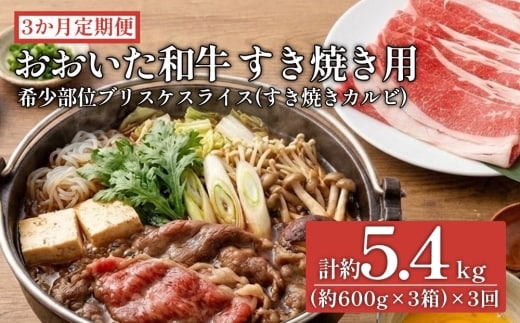 【3ヶ月定期便】おおいた和牛すき焼き用 希少部位ブリスケスライス（すき焼きカルビ）