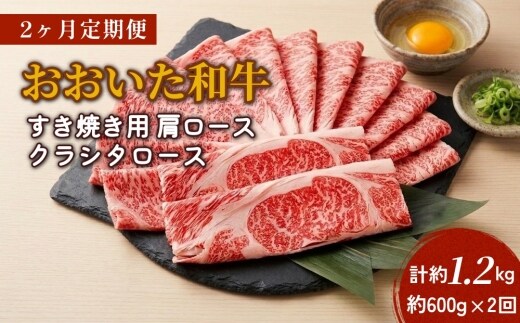 【2ヶ月定期便】おおいた和牛すき焼き用 肩ロース クラシタロース 約600g×2回 計約1.2kg