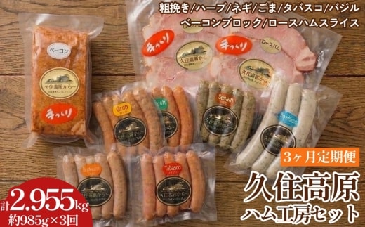 【3ヶ月定期便】 久住高原ハム工房セット