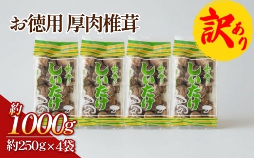 【訳あり】 お徳用 厚肉椎茸 約1000g （約250g×4袋） FPB39