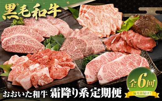 【6カ月定期便】毎月お届け! おおいた和牛を贅沢に味わい尽くす半年間定期便/霜降り系 計約2.14kg