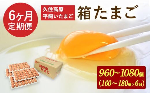 【定期便】久住高原 平飼いたまご 箱たまご 10kg×6ヶ月 160~180個入