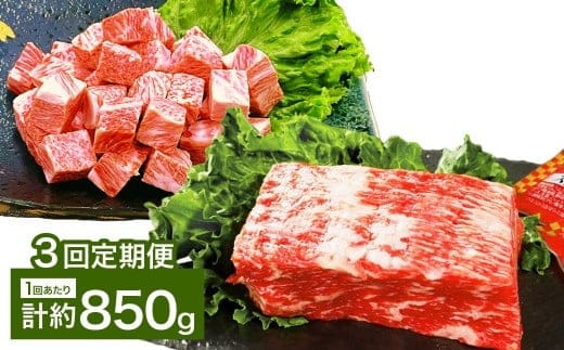 【3カ月定期便】 【人気 食べ比べ セット!】 おおいた和牛 サイコロステーキ ・ 1ポンドブロック 約850g×3回 計約2.55kg ステーキソース付