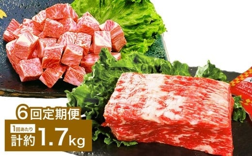 【6カ月定期便】 【大容量! 人気 食べ比べ セット!】 おおいた和牛 サイコロステーキ ・ 1ポンドブロック 計約1.7kg×6回 計約10.2kg ステーキソース付