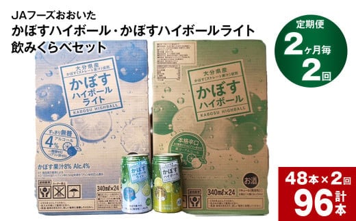 【2ヶ月毎2回定期便】JAフーズおおいた かぼすハイボール+かぼすハイボールライト飲みくらべセット 計96本