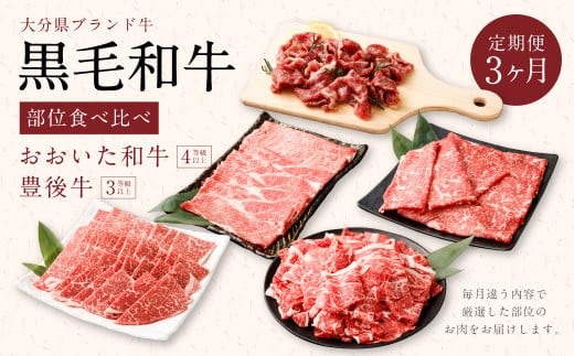 【3ヶ月定期便】 黒毛和牛 おおいた和牛&豊後牛
