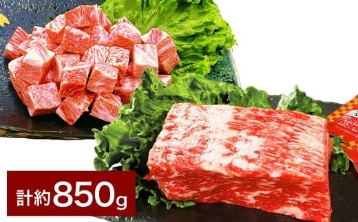 【人気 食べ比べ セット!】 おおいた和牛 サイコロステーキ 約400g ・ 1ポンドブロック 約450g 計約850g ステーキソース付