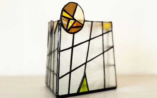 ステンドグラスベース 『荒城の月』 高さ18cm×奥行11cm