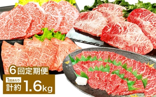 【6カ月定期便】 【焼肉? ステーキ? 赤身とミスジを味わう!】 おおいた和牛 赤身焼肉 ・ ミスジ焼肉 ・ 赤身ステーキ ・ ミスジステーキ 約1.6kg×6回 計約9.6kg