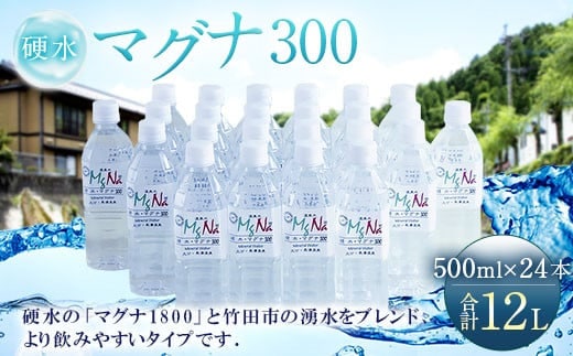 硬水 ミネラルウォーター マグナ300-500ml (24本セット) 水 飲料 長湯温泉水 竹田湧水