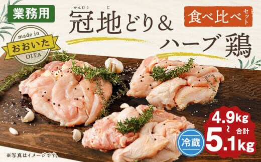 おおいた冠地どり&ハーブ鶏 食べ比べセット 合計4.9~5.1kg