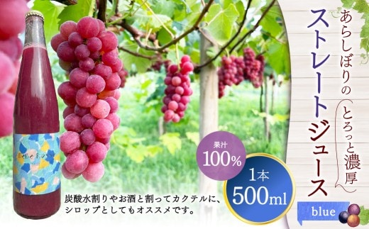 《blue》あらしぼりのとろっと濃厚、ストレートジュース 果汁100% 1本(500ml)