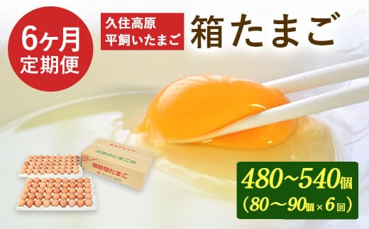 【定期便】久住高原 平飼いたまご 箱たまご 5kg×6ヶ月 80~90個入