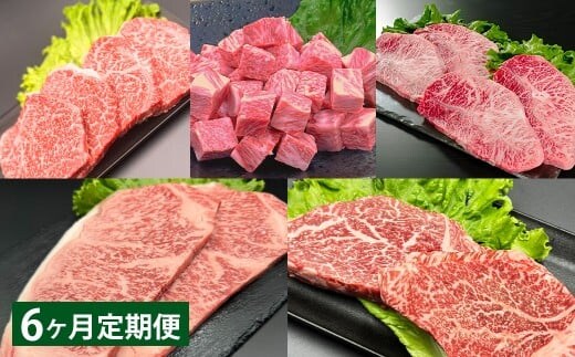 【6ヶ月定期便】 【ステーキ5種食べ比べ】 おおいた和牛(赤身・サイコロ・ミスジ・サーロイン・ヒレ) 各約400g 計約2kg