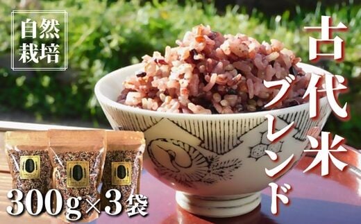 B2-29 【先行予約R7年産】自然栽培 古代米 ブレンド 300g×3袋 【赤米・黒米・みどりもち】