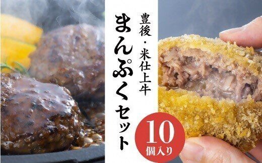 0C1-102 ハンバーグ メンチカツ セット （計10個） 豊後・米仕上牛 惣菜 弁当 夕飯 和牛 牛肉 国産 ハンバーグ メンチカツ