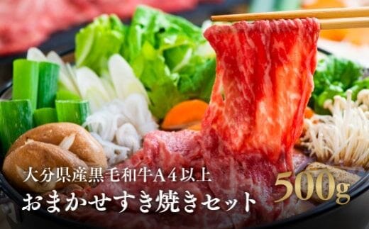 おまかせ すき焼き セット （A4以上500g） 黒毛和牛 大分県産 九州 和牛 国産 すき焼き肉 しゃぶしゃぶ すき焼き 九州 すき焼き用 [0C1-178]
