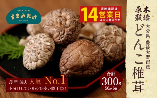 015-958x1 【14営業日以内発送】 原木椎茸 どんこ椎茸 小袋セット 300g(50g×6袋)うまみだけ