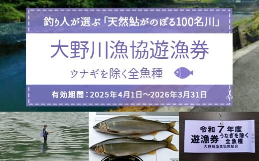 024-1061x1 大野川漁協遊漁券 ウナギを除く全魚種