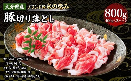 173-1174 大分県産 【米の恵み】 豚 切り落とし 800g(400g×2パック) 豚肉 小分け しゃぶしゃぶ おかず 国産 ポーク 肉 冷凍