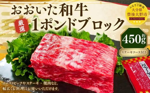 173-1150 おおいた和牛 1ポンドブロック(約450g) ステーキソース付き 牛肉 肉 お肉