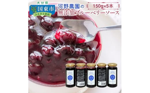 河野農園の酸化防止剤無添加ブルーベリーソース150g×5本_1450R