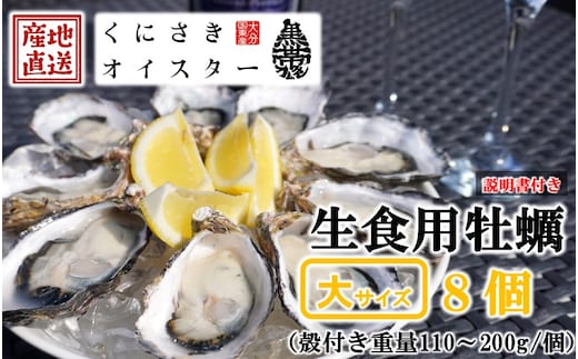 牡蠣 生食用 殻付き くにさきオイスター 大きいサイズ8個（殻付き重量110～200g/個） カキ oyster 生牡蠣_2360R
