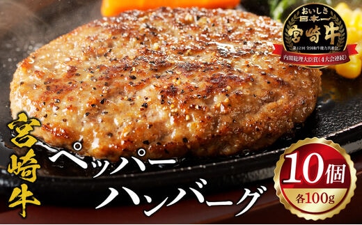 宮崎牛ペッパーハンバーグ 100ｇ 10個入_M132-066