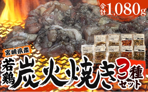 宮崎「小料理ひゅう」県産若鶏炭火焼き3種 計1.08kg_M210-004_03