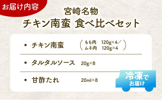 チキン南蛮8枚(もも肉4枚・ムネ肉4枚)食べ比べセット(タルタルソース