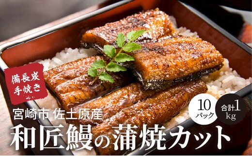 【宮崎市佐土原産】備長炭手焼き 和匠うなぎの蒲焼カット10パックセット 計1kg_M080-003_01