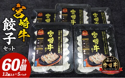 宮崎牛餃子セット 12個入り/5パックセット 合計60個_M165-001