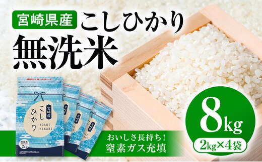 《令和7年産》《無洗米》宮崎県産こしひかり 合計8kg(2kg×4袋)_M181-004