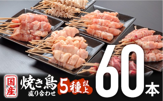 若鶏の焼き鳥セット5種以上(60本)盛り合わせ_M146-001