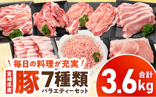 宮崎県産豚バラエティーセット 合計3.6kg_M144-002_01