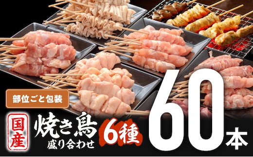 若鶏の焼き鳥セット6種(60本)盛り合わせ_M146-001