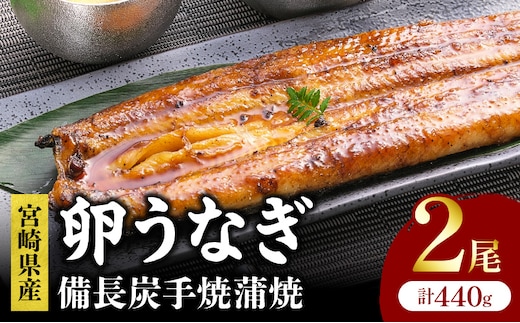 「卵うなぎ」備長炭手焼蒲焼 2尾(計440g)_M159-012-02