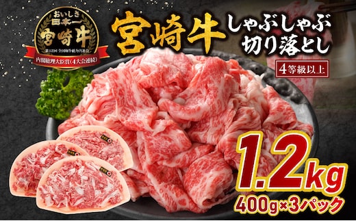 宮崎牛しゃぶしゃぶ切り落とし 1.2kg_M179-022