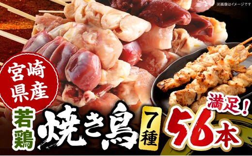 宮崎県産 若鶏の焼き鳥セット7種（56本）_M218-001_02