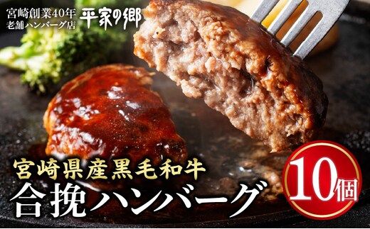 【創業40年】老舗ハンバーグ店「平家の郷」宮崎県産黒毛和牛合挽ハンバーグ140g×10個_M222-012_02