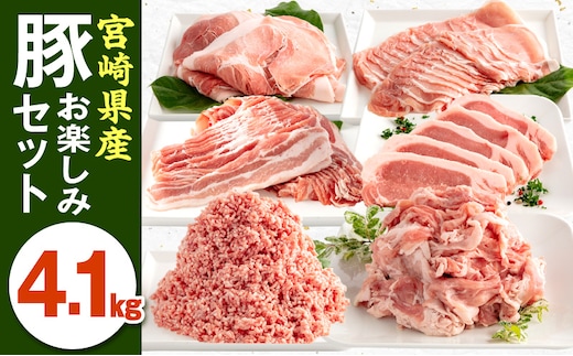 宮崎県産豚お楽しみセット 計4.1kg_M241-002