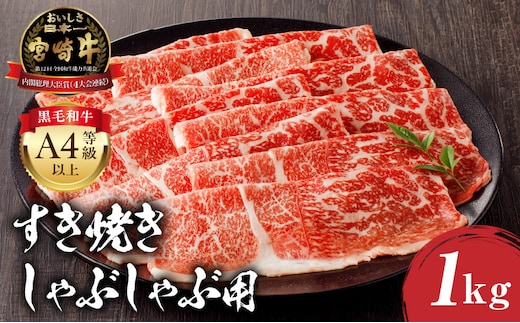 宮崎牛モモ すき焼き・しゃぶしゃぶ用 500g×2 合計1kg_M243-012