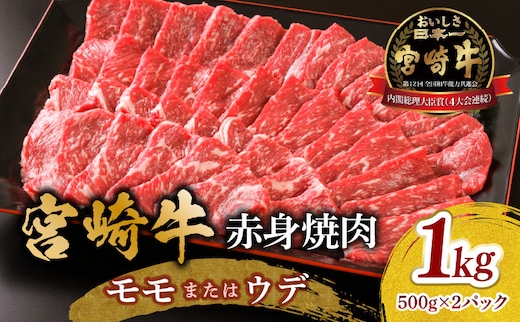 宮崎牛 モモ or ウデ 赤身焼肉1kg_M299-003