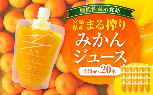 宮崎県産 まる搾りみかんジュース 220ml×20本_M249-008-04