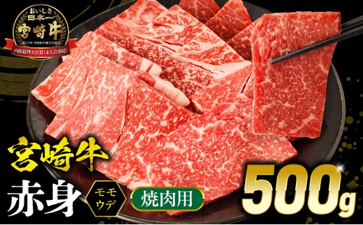 宮崎牛 モモ or ウデ 赤身焼肉500g_M299-003-01