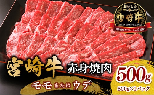 宮崎牛 モモ or ウデ 赤身焼肉500g_M299-003-01