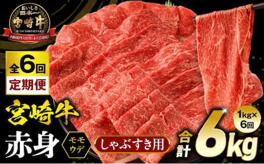 【6回定期便】宮崎牛 モモ or ウデ 赤身しゃぶすき用1kg_M299-T004-6-2