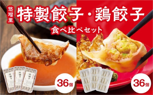 悠瑠里特製餃子36個&鶏餃子36個 食べ比べセット_M293-005
