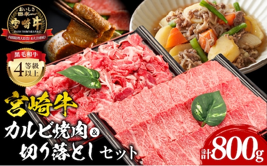 宮崎牛カルビ焼肉・切り落としセット_M243-002